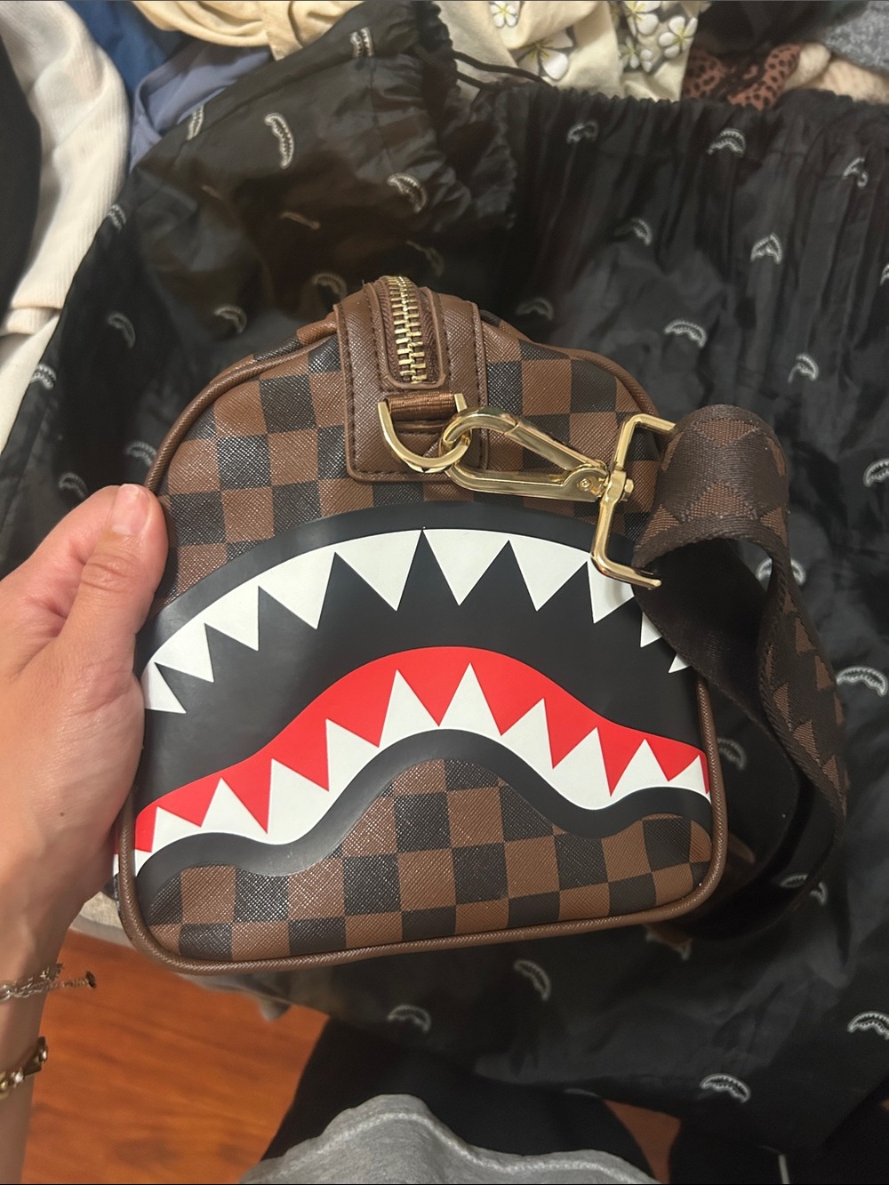 Brown Checkered Sprayground Tote - Picture 3 of 12